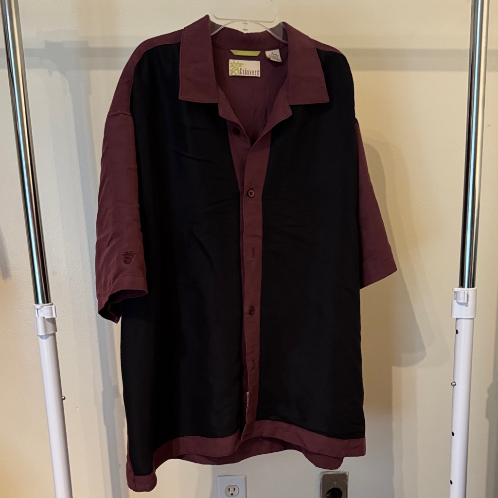 Cubavera Burgundy Shirt With Black Accents F15